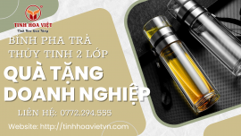 Bình Pha Trà Thủy Tinh 2 Lớp Giữ Nhiệt - Quà Tặng Doanh Nghiệp