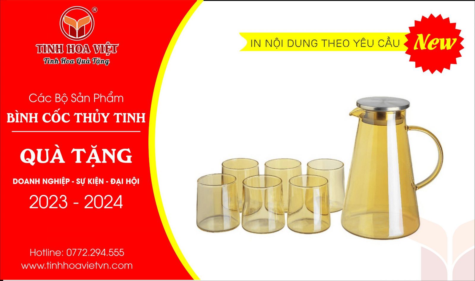 bộ bình cốc thủy tinh sang trọng